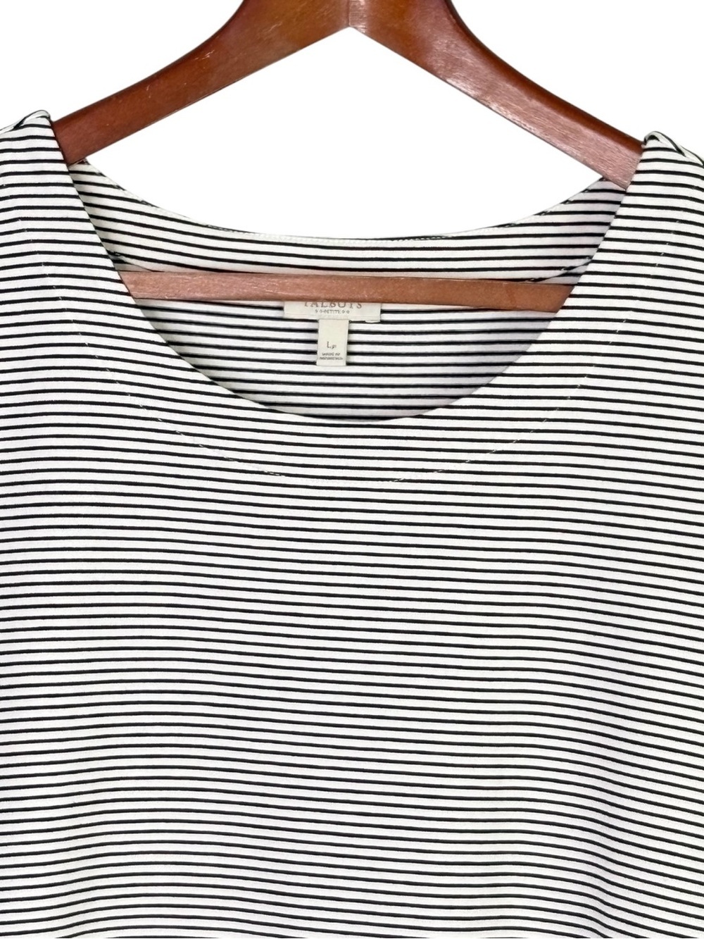 NWT Talbots Striped Swing Dress Large Petite LP Black White Knit - Picture 2 of 10